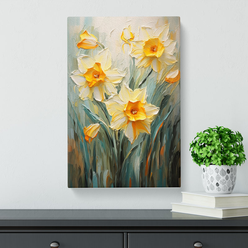 Daffodil Flower Impressionism No.2 - Print, 76cm H x 50cm W x 3cm D