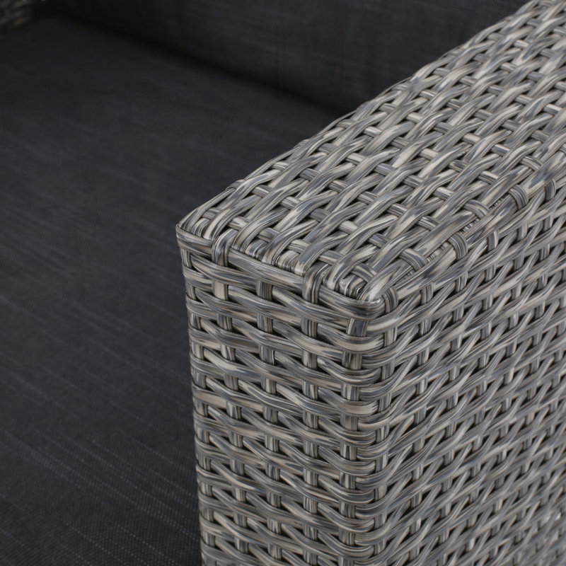 Fauteuil club d'extérieur en rotin d'osier, Gris, Noir