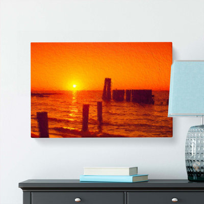 Orange Sunset In Virginia - Wrapped Canvas