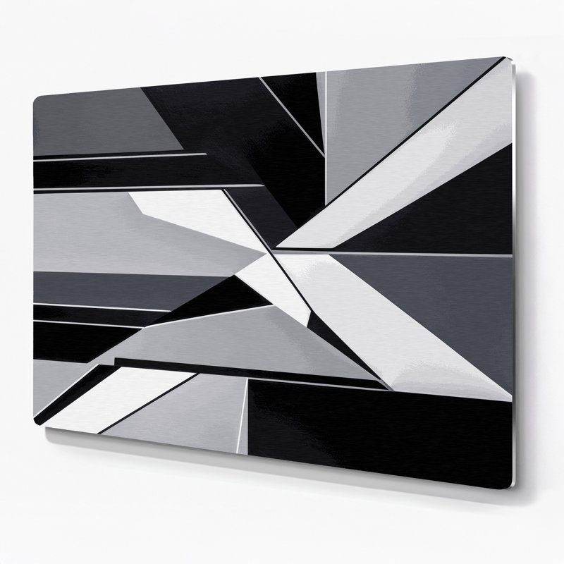 Art mural Hard Edge 47 en métal gris, H 11 po x l 14 po
