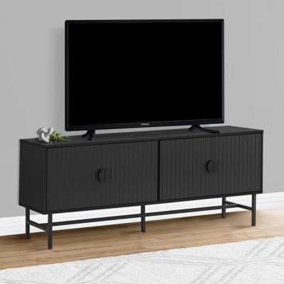 Tv Stand, 60 Inch, Console, Media Entertainment Centre, Storage Cabinet, Living Room, Bedroom, Black Metal, Contemporary, Modern (TV Stand)