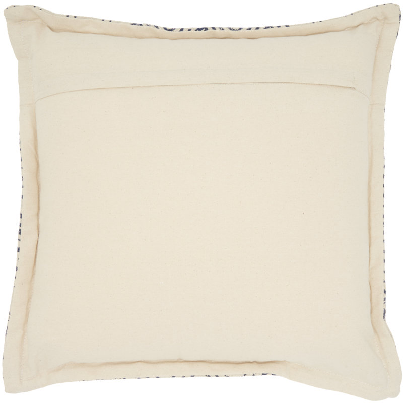 Housse de coussin en coton Arielle, H 20 po x l 20 po, Indigo géométrique 2