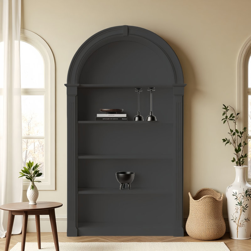 French Cream-style Arched Display Cabinet, Black