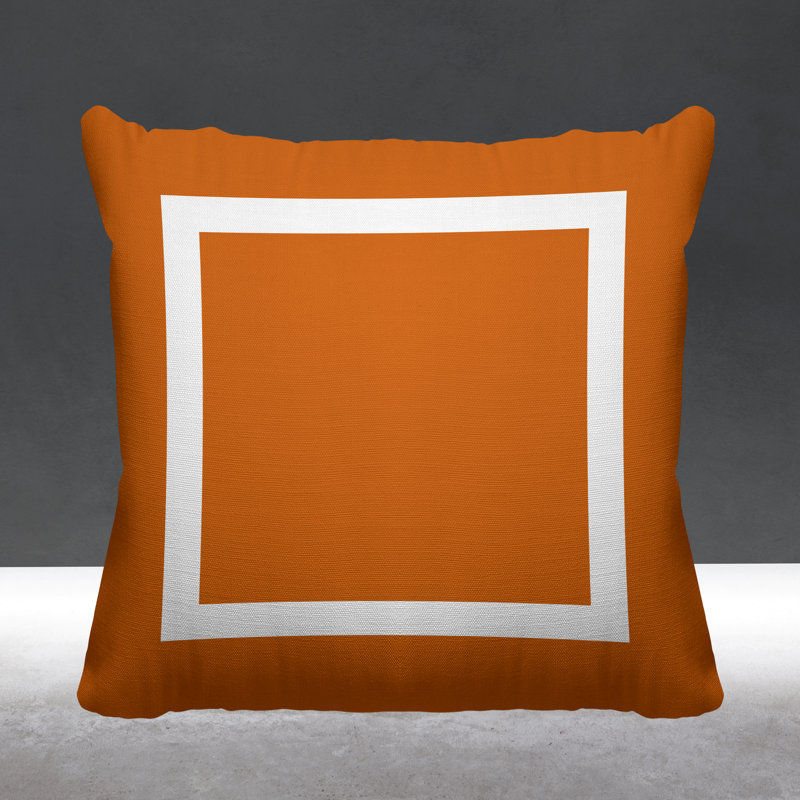 Luella Geometric Outdoor Reversible Throw Pillow, 15W" x 15H", Orange