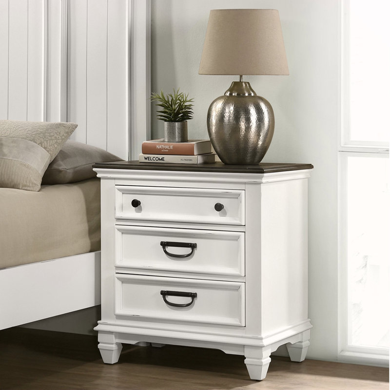 Wood 3-Drawer Nightstand