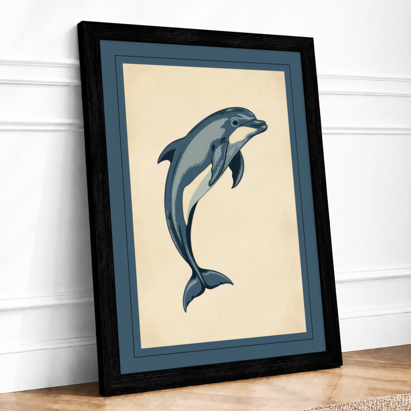 Leaping Dolphin Coastal - Print, A2 - 59.4 x 42.0 cm, Black