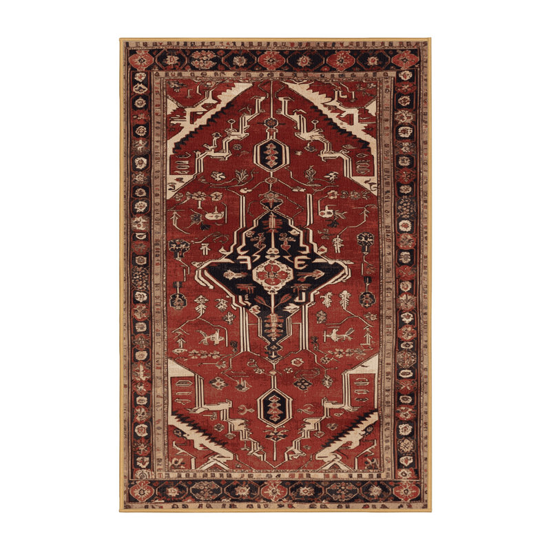 Tapis brun lavable à la machine, Rectangle 7 pi x 9 pi