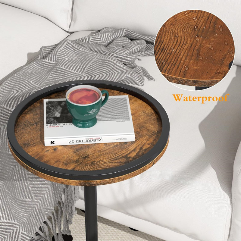 Height Adjustable Round End Table, Brown