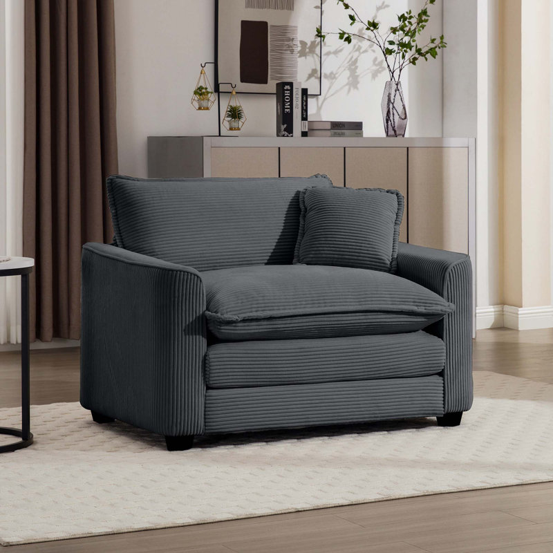 Fauteuil d'appoint simple en velours côtelé, Gris
