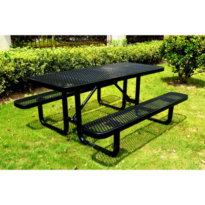 Table de pique-nique rectangulaire en métal déployé 72 po, 72 po avec trou pour parasol
