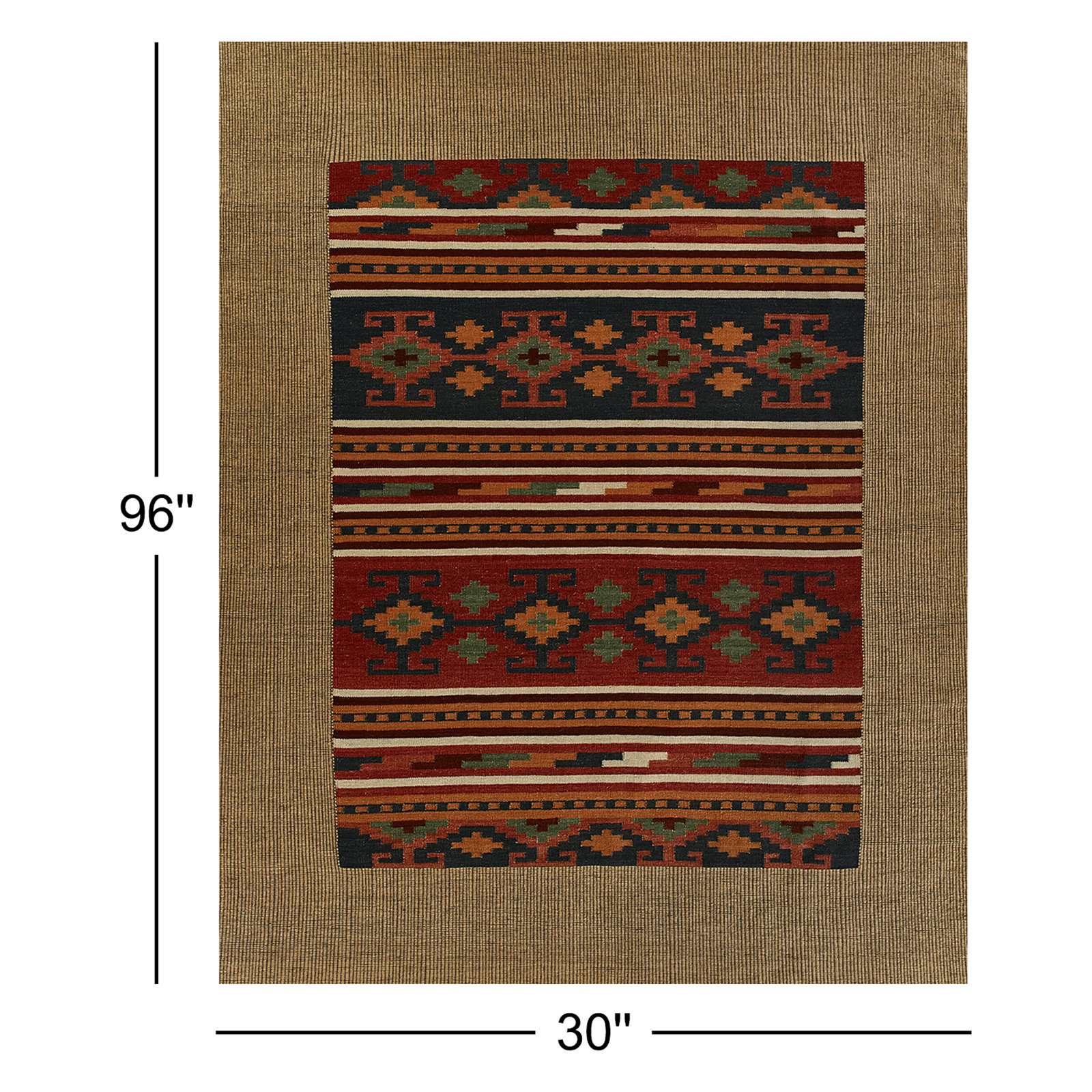 Adobe Multi Hand-Woven Geometric Jute Rug, Runner 2'6" x 8'