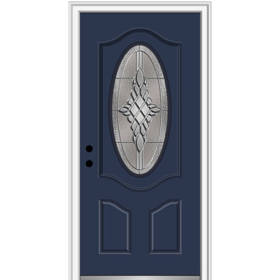 Grace Painted Both Sides Different Small Oval 2-Panel Deluxe Fibreglass Prehung Front Entry Door on 6-9/16" Frame