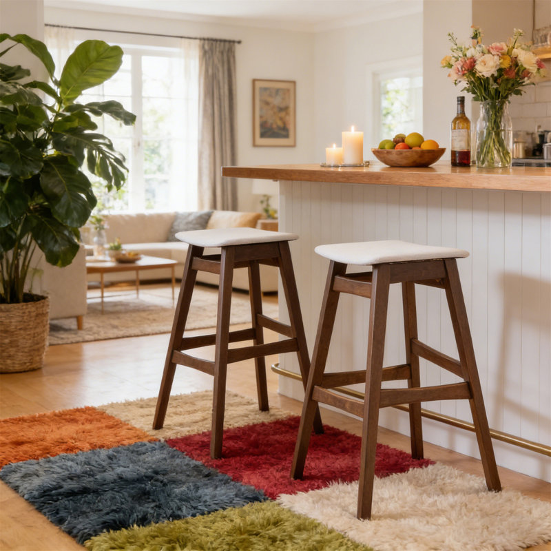 Bar Stool,Set Of 2 (Not Including Table), Light Beige