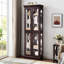 Étagère en cerisier foncé avec éclairage sophistiqué et porte silencieuse - armoire vitrée 86,72 lb Profond-100509369