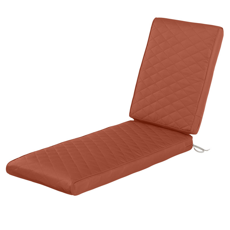 Quilted Patio Chaise Lounge Cushion, 3" H x 21" W x 72" D, Spice