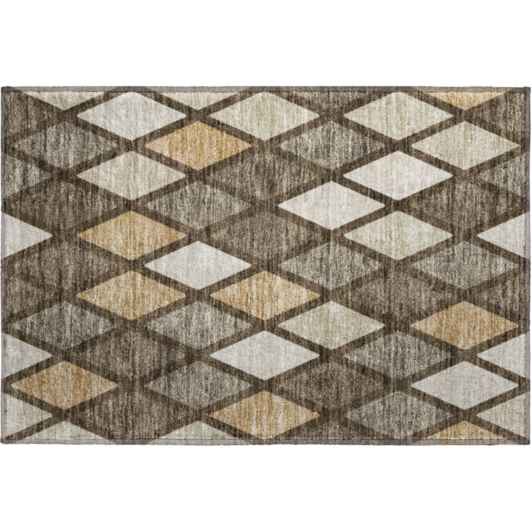 Premium Machine Washable Prisco Brown Rug