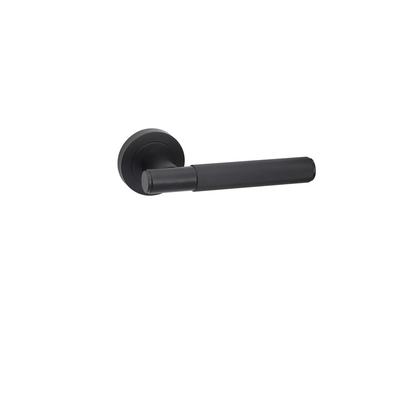  1 Set Linear T-Bar Door Handles in Matt Black Finish with Latch and Ball Bearing Hinges