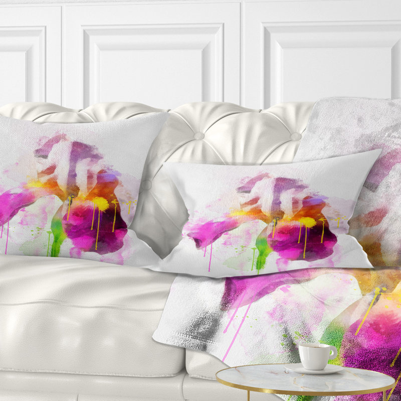 Coussin décoratif imprimé floral mauve
