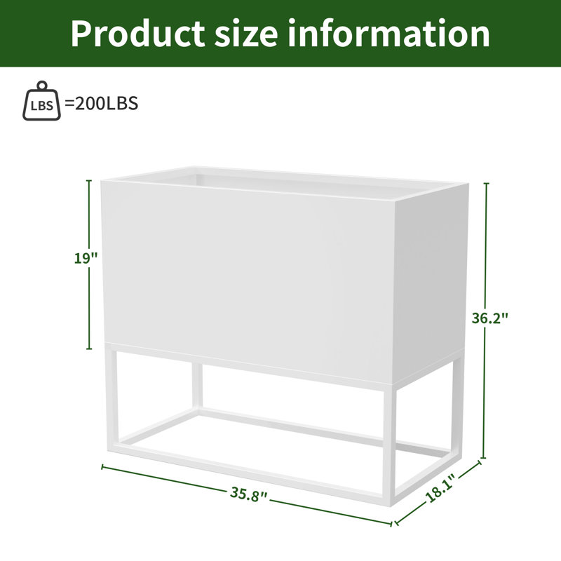 Boîte à fleurs élégante - Jardin élégant, H 36 po x l 36 po x P 18 po, Blanc