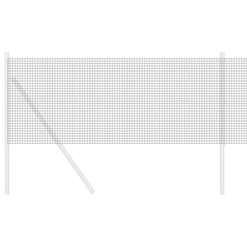 Welded Wire Fence Galvanised Steel, Grey, 60cm H x 2500cm W