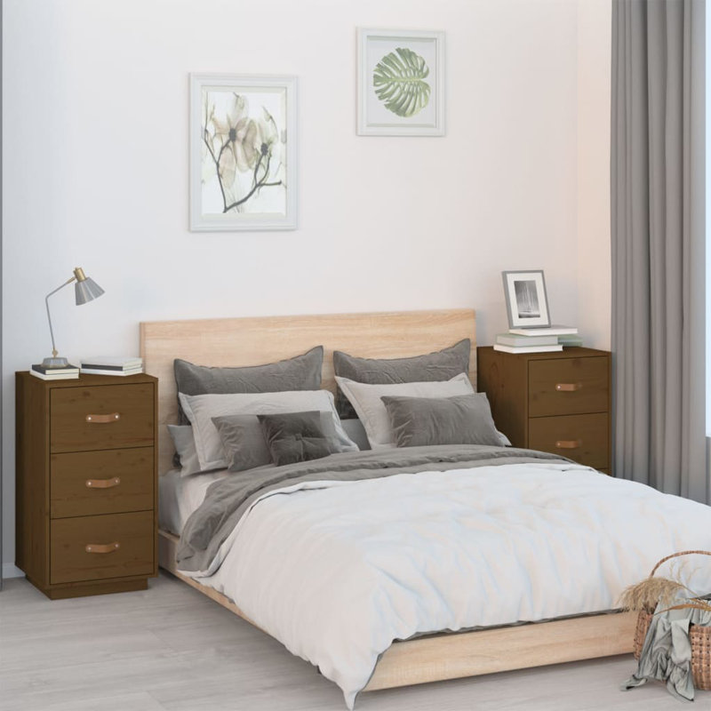 Sindel 3 Drawer Bedside Table, Honey Brown