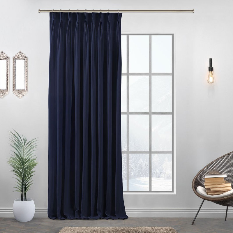 Room Darkening Single Curtain Panel, 130cm Width x 350cm Drop, Black