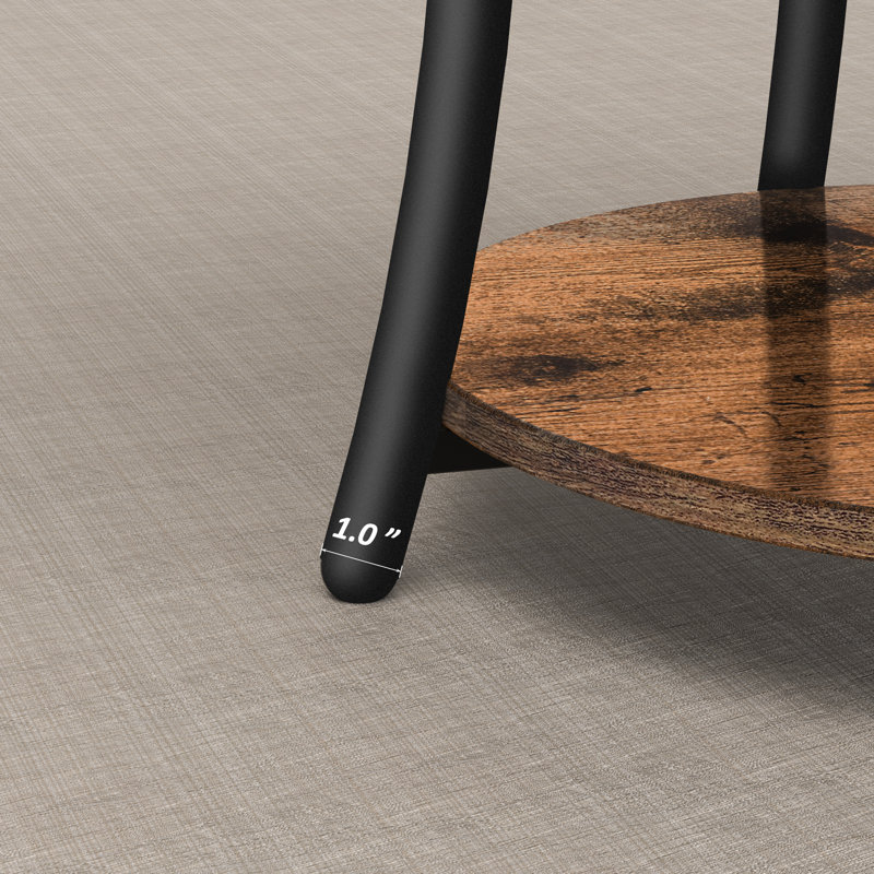 Ensemble de tables de bout rondes 2 pièces avec ports de charge USB, Rustic Brown