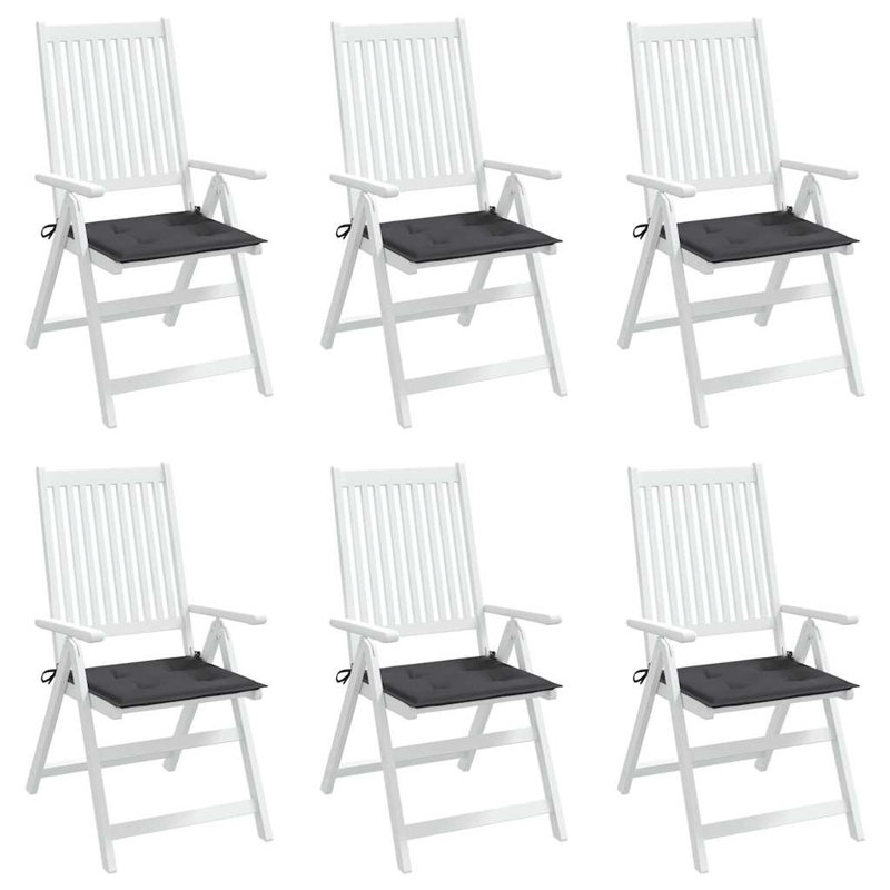 Garden Chair Cushion Set of 6 Anthracite 19.7 x 19.7 x 1.6 in Oxford Fabric Patio Seat Cushions, 19.7" H x 19.7" W x 1.6" D
