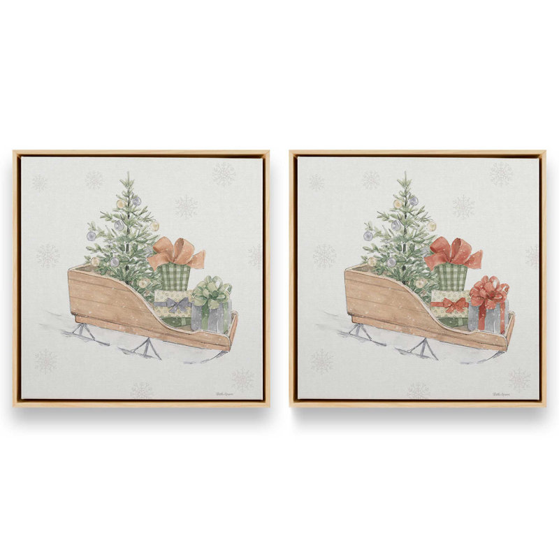 «Sleigh of Joy», ensemble de 2 impressions sur toile, Érable américain, Impression encadrée sans passe-partout