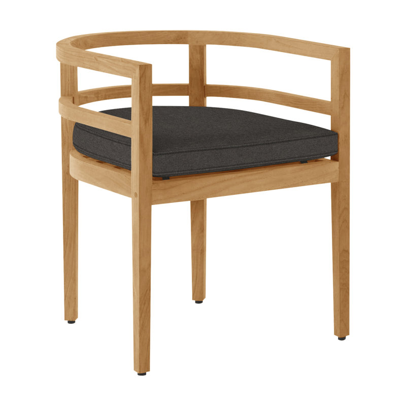 Santa Barbara Patio Dining Armchair with Cushions, Natural Teak, Welt, Verona Fossil