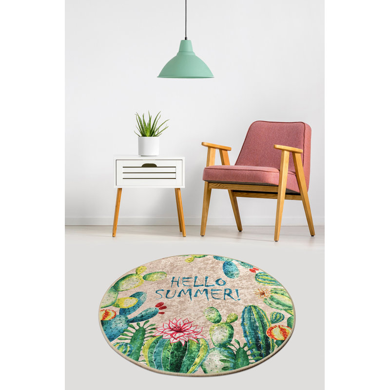 Tapis antibactérien rond, 39,4 po de diamètre, 100% polyester, hauteur de poils de 0,2 po | Dessous antidérapant, lavable à la machine | Parfait pour le salon, la chambre à coucher et la salle de jeux, conception douce et durable