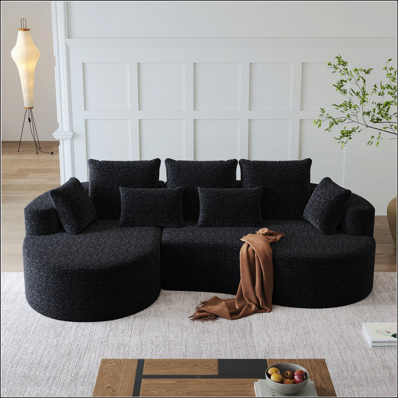 Canapé modulaire surdimensionné Modern, Orienté à gauche (vu de face), Chenille noir