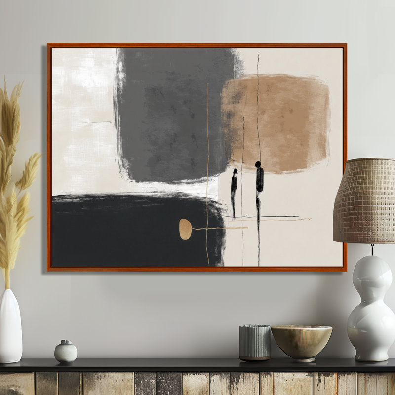 Formes brunes avec mélange abstrait de minimalisme gris - Art mural minimaliste, impression sur toile gris minimaliste, Brun
