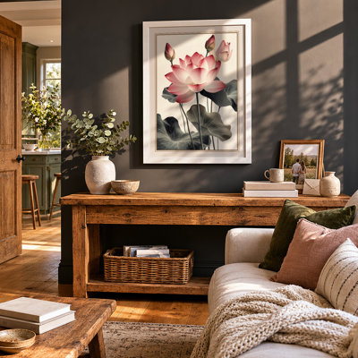 Lotus in Bloom Botanical - Framed Print