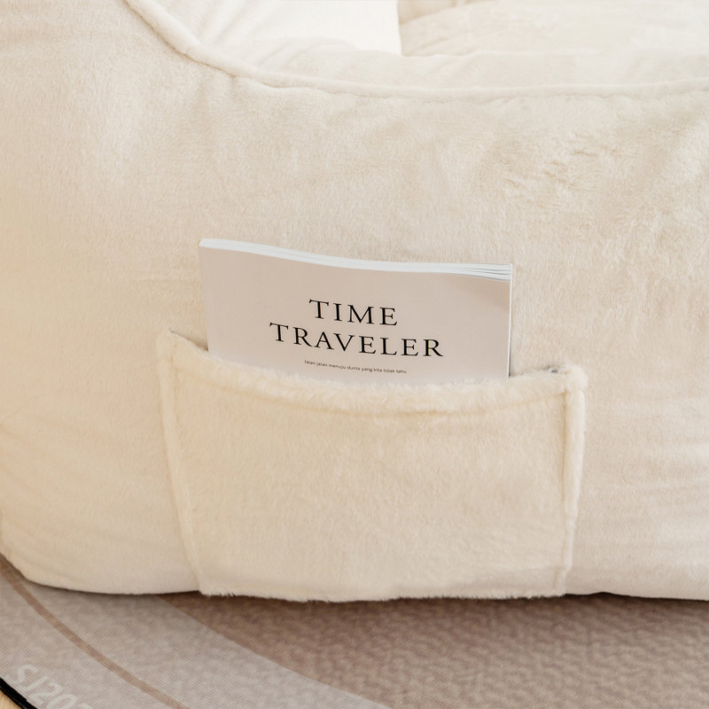 Faux Fur Indoor Bean Bag Set, White