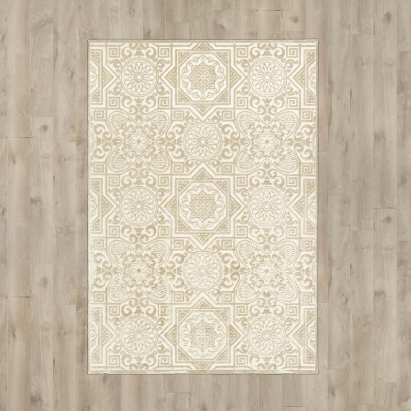 Tapis blanc / beige touffeté à la main Wayfarer Ikat, Rectangle 8 pi x 11 pi 2 po