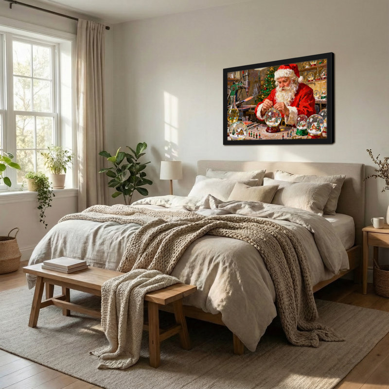 Scène d'atelier de Noël père Noël, H 16 po x l 24 po