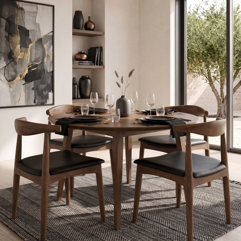 Chaise d'appoint en bois massif Talman, Noir