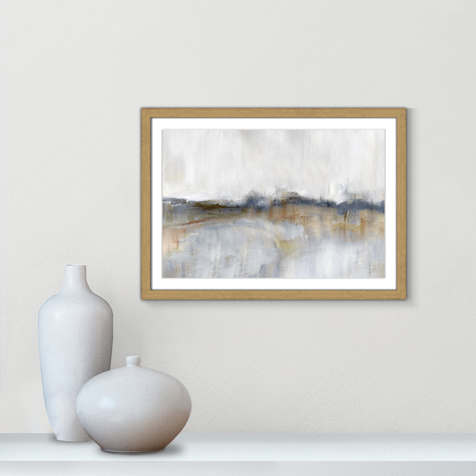 Autumnal Tide by Nan, 17" H x 23" W x 0.75" D, Natural Framed