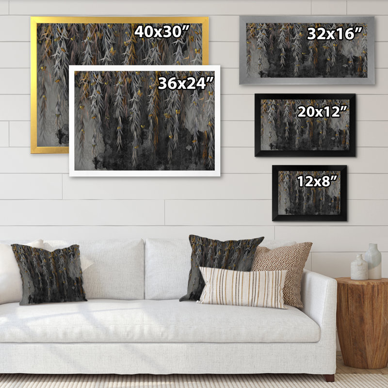 «Dark Grunge Rain Of Plant», reproduction sur toile, Cadre d'angle fermé noir, H 8 po x l 12 po x P 1 po