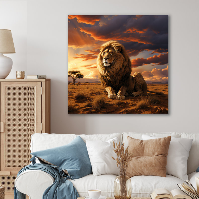 Décoration murale lion d'Afrique, Savannah III, Toile tendue, H 30 po x l 30 po x P 1,5 po
