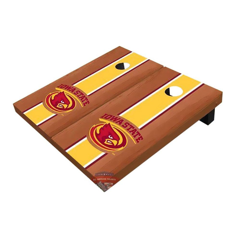 Planches de cornhole à rayures 2 'x 3' NCAA, Cyclones de Iowa State, Bois de rose jaune