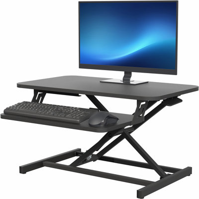 VIVO Black Height Adjustable 28" Standing Desk Monitor Riser, Sit Stand Tabletop (DESK-V028S)