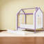 Lits jumeaux avec lit gigogne de rangement, bois de pin en MDF, chambre moderne blanche et violette-1401407281