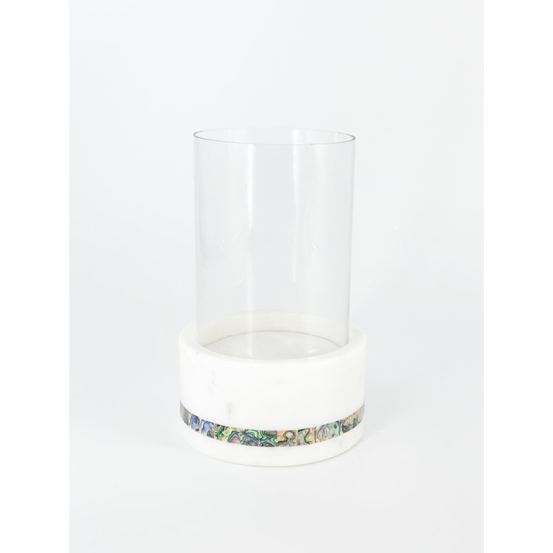 Mother Of Pearl Marble Hurricane Candle Holder