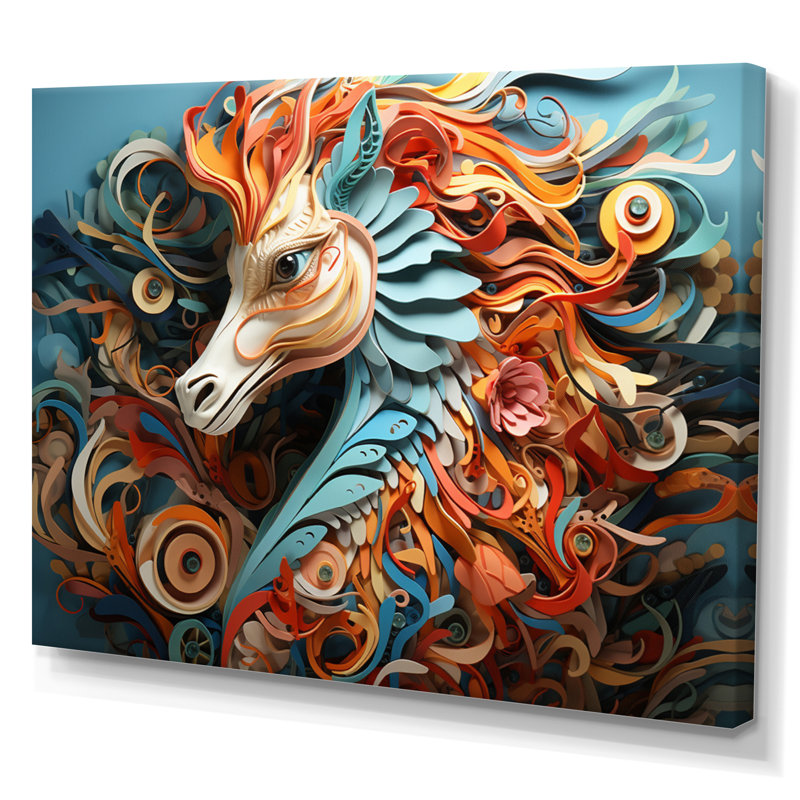 Mystical Seahorse Geometric II - impression, H 30 po x l 40 po x P 1,5 po, Toile tendue