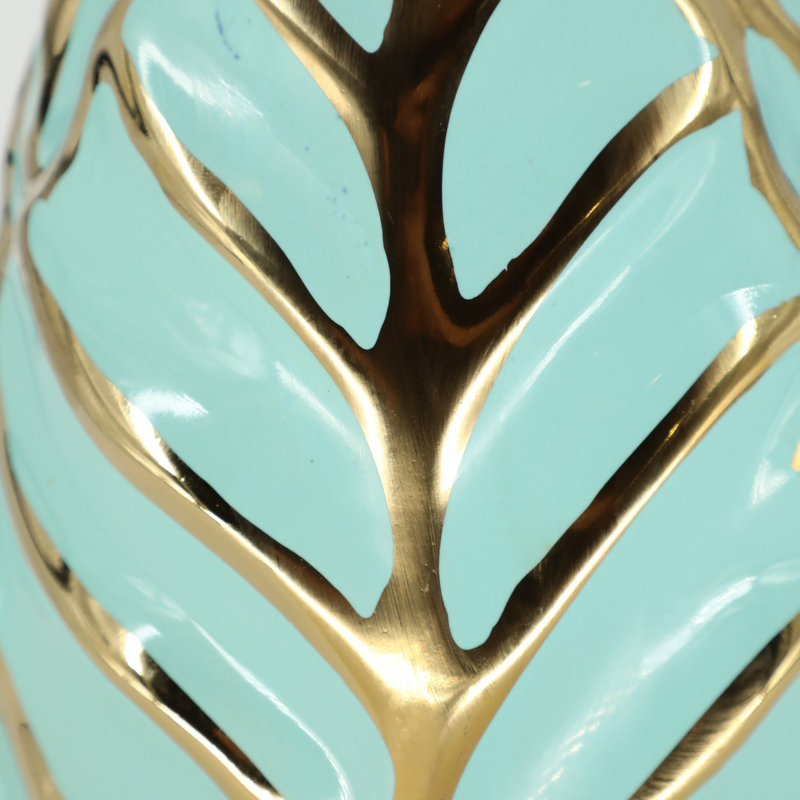 Addington Modern Stoneware Ceramic Vase with Textured Decorative Design, Green