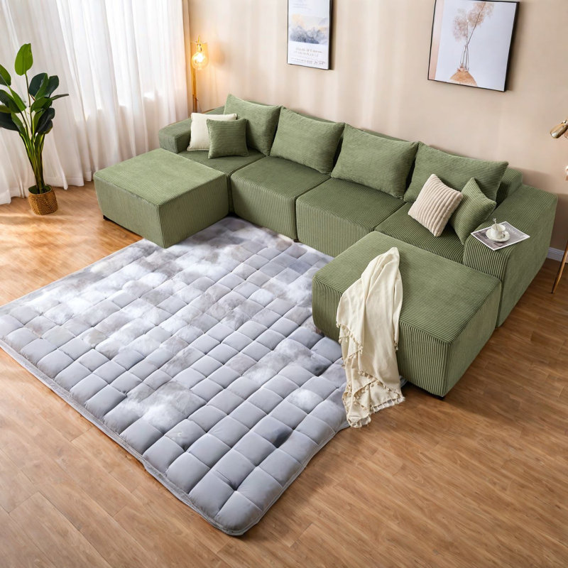 Spacious Modular U-shaped Sectionals, Premium Corduroy, Modern Living, Family Home