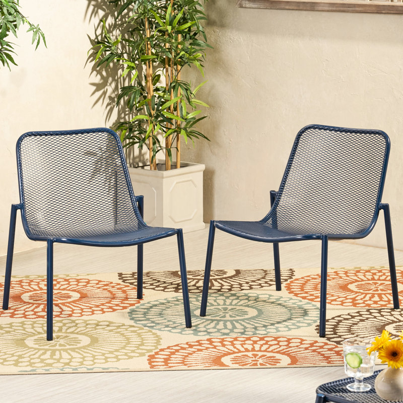 Stackable Chairs Pair , Matte Navy Blue Iron Proficiency, Handcrafted Details Installed, 26" X 22.68" 26", Seat 18" 19.5" 12.5 Collection, Workmanship, Deployed,