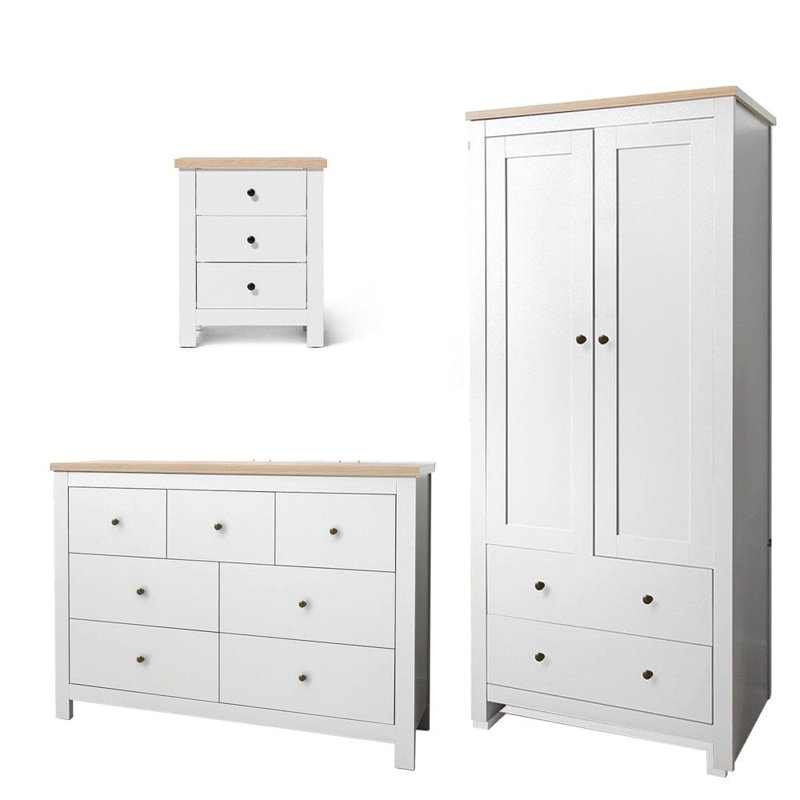 Maryhannah 2 Door Manufactured Wood Wardrobe, Alabaster White